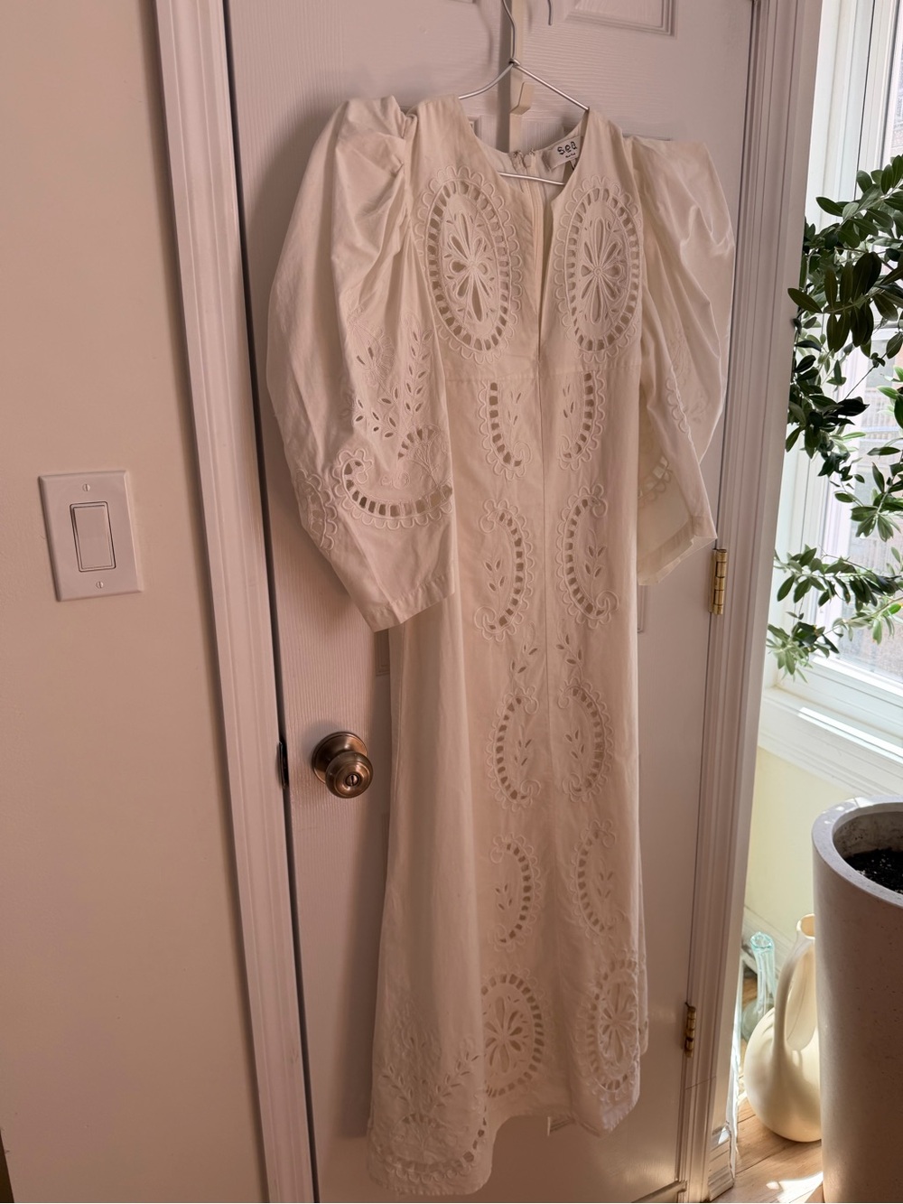 Sea New York White Crochet Cotton Dress Size 6 - Picture 6 of 10